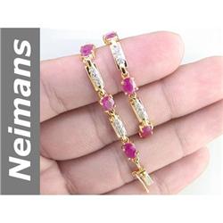 6.4 ct Ruby & Diamond Bracelet 14kt Gold