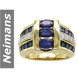 4.11 ct Blue Sapphire & Diamond Ring 14kt Gold