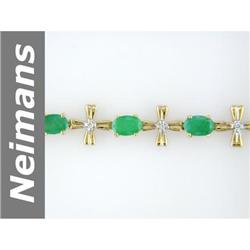 6.63 ct Emerald & Diamond Bracelet 14kt Gold