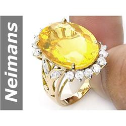 12.87 ct Fire Opal & Diamond Ring 14kt Gold