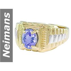 1.25 ct Tanzanite Gents Ring 14kt Gold
