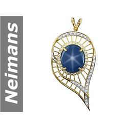 39.13 ct Star Sapphire & Diamond Pendant 14kt Gold