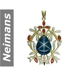 21.57 ct Songea Sapphire & Star Sapphire & Diamond Pendant 14kt Gold