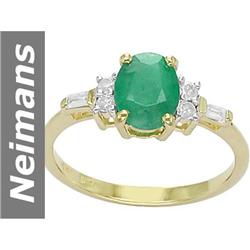 1.26 ct Emerald & Diamond Ring 14kt Gold