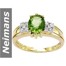 2.58 ct Green Apatite & Diamond Ring 14kt Gold