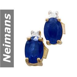 1.23 ct Sapphire & Diamond Earrings 14kt Gold