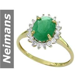 1.92 ct Emerald & Diamond Ring 14kt Gold