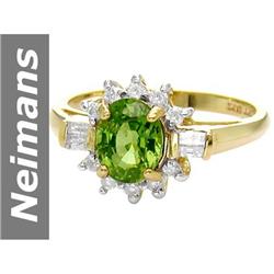 2.67 ct Green Apatite & Diamond Ring 14kt Gold