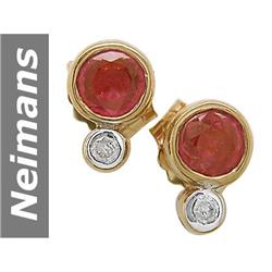 0.59 ct Ruby & Diamond Earrings 14kt Gold