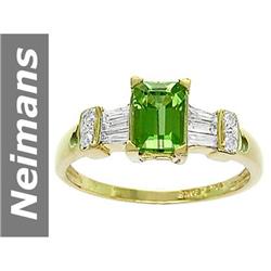 1.52 ct Green Apatite & Diamond Ring 14kt Gold