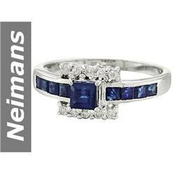1.14 ct Blue Sapphire & Diamond Ring 14kt Gold