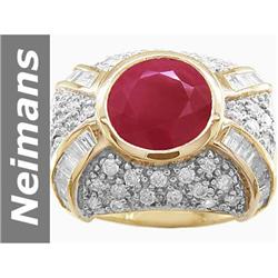 7.05 ct Ruby & Diamond Ring 14kt Gold