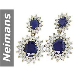 15.05 ct Blue Sapphire & Diamond Earrings 14kt Gold