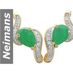 1.48 ct Emerald & Diamond Earrings 14kt Gold