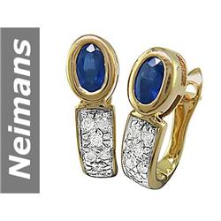 1 ct Sapphire & Diamond Earrings 14kt Gold