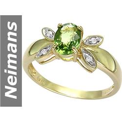 0.94 ct Green Apatite & Diamond Ring 14kt Gold