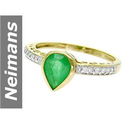 1.1 ct Emerald & Diamond Ring 14kt Gold