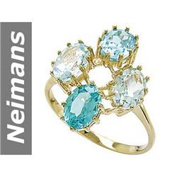 4.1 ct Apatite , Aquamarine , Blue Topaz & Blue Zircon Ring 14kt Gold