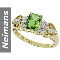 1.21 ct Green Apatite & Diamond Ring 14kt Gold