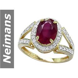 3.34 ct Ruby & Diamond Ring 14kt Gold