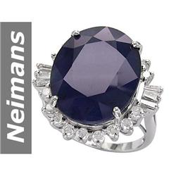 Huge 21 ct Sapphire & Diamond Ring 14kt Gold No Res