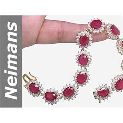 29.4 ct Ruby & Diamond Bracelet 14kt Gold