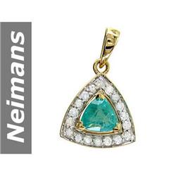 2.49 ct Apatite & White Sapphire Pendant 14kt Gold