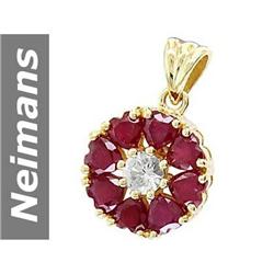 5.4 ct Ruby & White Sapphire Pendant 14kt Gold