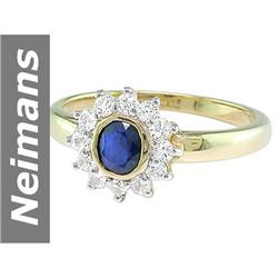 1.04 ct Blue, White Sapphire Ring 14kt Gold