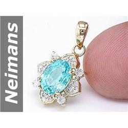 1.32 ct Apatite & Diamond Pendant 14kt Gold