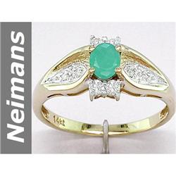 0.59 ct Emerald & Diamond Ring 14kt Gold