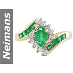 1.31 ct Emerald & Diamond Ring 14kt Gold