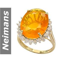 9.2 ct Fire Opal & Diamond Ring 14kt Gold