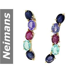 9 ct Ruby & Sapphire Earrings 14kt Gold