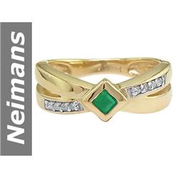 0.22 ct Emerald & Diamond Ring 14kt Gold
