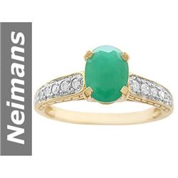 1.29 ct Emerald & Diamond Ring 14kt Gold