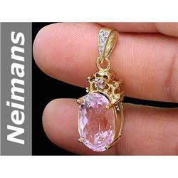 10.06 ct Pink Kunzite & Pink Sapphire & Diamond Pendant 14kt Gold