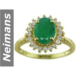 $1NR 1.84 ct Emerald & Diamond Ring 14kt Gold $1 NR