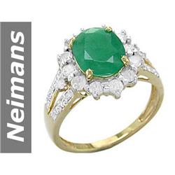 No Reserve 3.2 ct Emerald & Diamond Ring 14kt Gold !