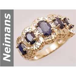 Victorian 3.97 ct Blue Sapphire & Diamond Ring 14kt Gold !
