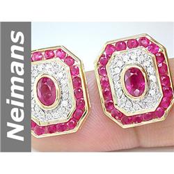 3.49 ct Ruby & Diamond Earrings 14kt Gold
