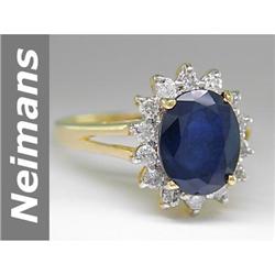 Georgous 3.42 ct Sapphire & Diamond Ring 14kt Gold NR