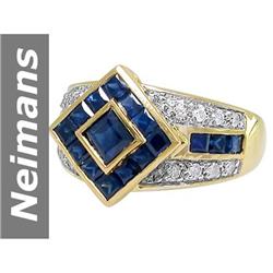 3.00 ct Blue Sapphire & Diamond Ring 14kt Gold