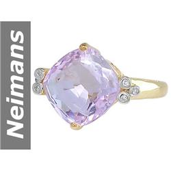 8.25 ct Pink Kunzite & Diamond Ring 14kt Gold