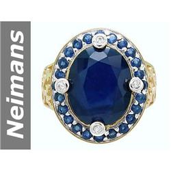 12.25 ct Blue Sapphire & Diamond Ring 14kt Gold