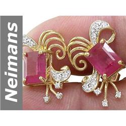 3.43 ct Ruby & Diamond Earrings 14kt Gold