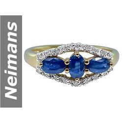 1.48 ct Sapphire & Diamond Ring 14kt Gold
