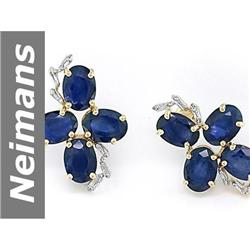 7.94 ct Sapphire & Diamond Earrings 14kt Gold