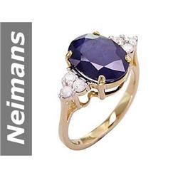 6.3 ct Sapphire & Diamond Ring 14kt Gold $1NR