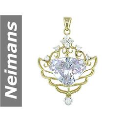 12.87 ct Pink Kunzite & Diamond Pendant 14kt Gold